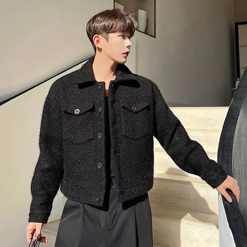 IEFB Korean Style Men's Wear Turn-down Collar Jacket Thickened Solid Color Male Jackets Autumn New Fashion Tide 2025 9A6819