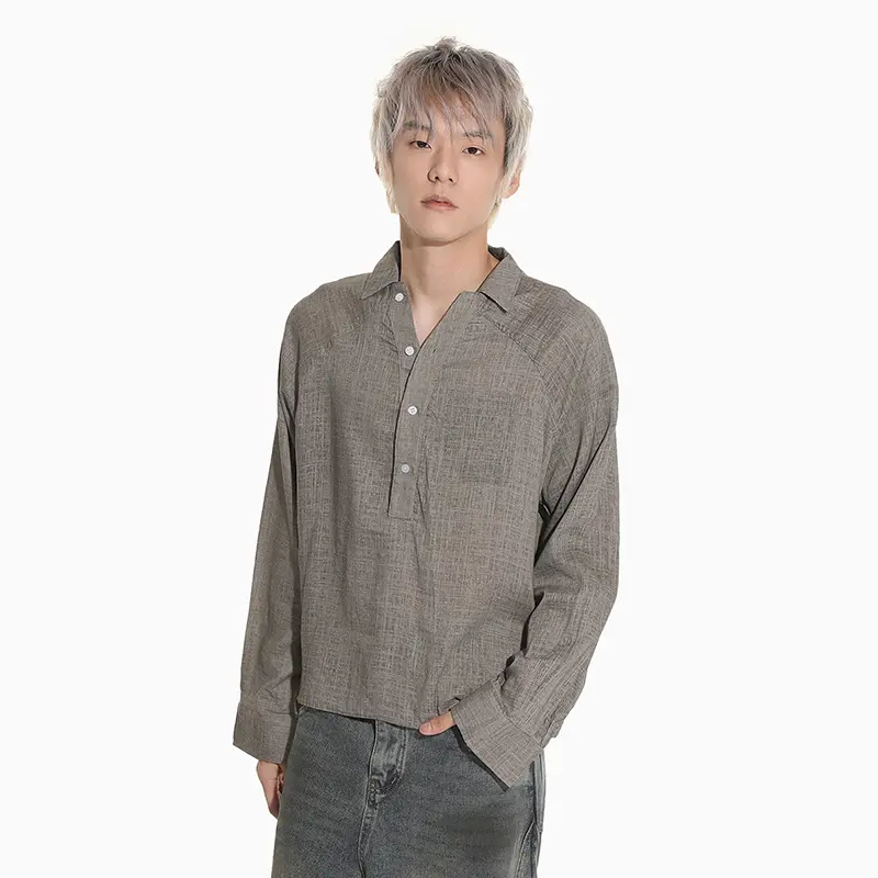 IEFB Simple Men's Shirts Korean Style Pocket Casual Solid Color Lapel Menswear Long Sleeve Pullover Loose Male Tops New 9W4291