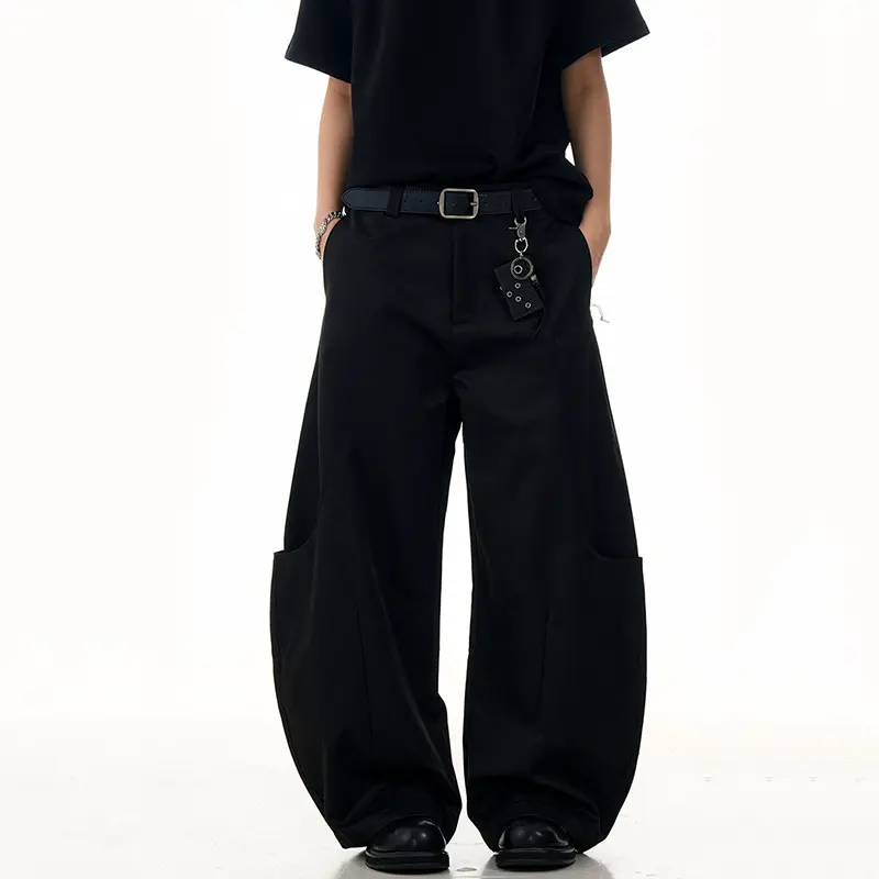 IEFB Deconstructive Pleated Wide Leg Curved Knife Suit Pants Summer High Wasit American Style Male Overalls New Trendy 9W2852