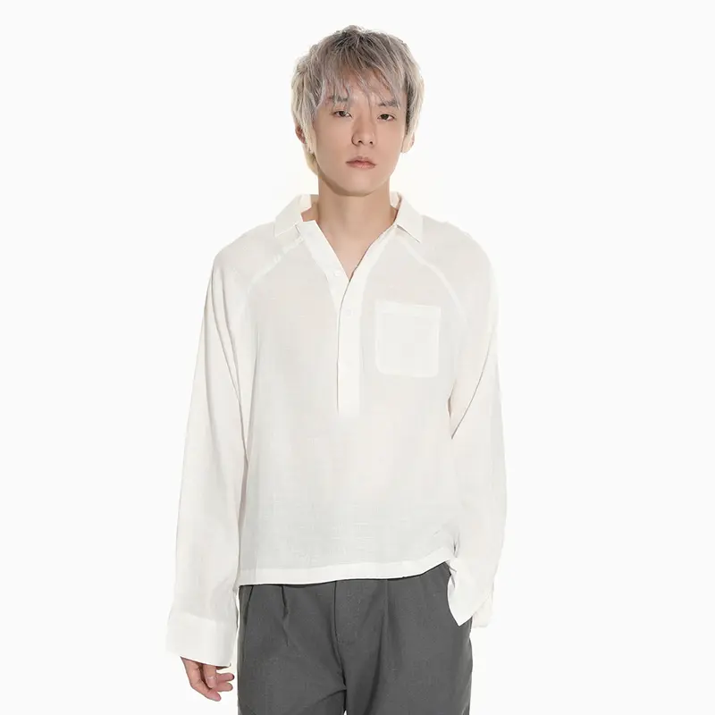 IEFB Simple Men's Shirts Korean Style Pocket Casual Solid Color Lapel Menswear Long Sleeve Pullover Loose Male Tops New 9W4291