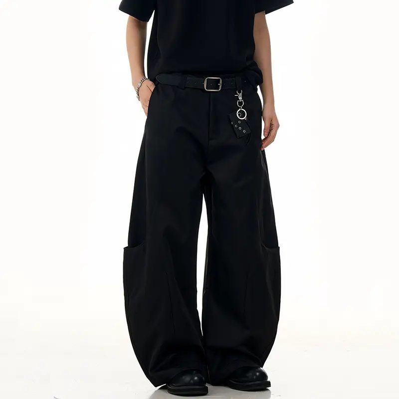 IEFB Deconstructive Pleated Wide Leg Curved Knife Suit Pants Summer High Wasit American Style Male Overalls New Trendy 9W2852