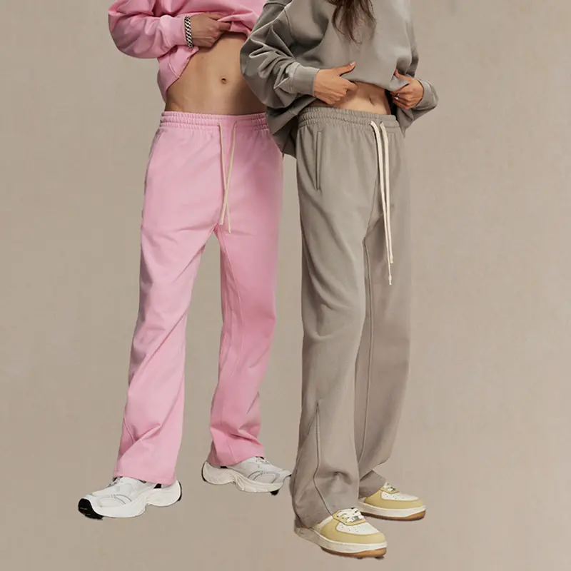 IEFB New Autumn Men Casual Sweatpants Solid Color Darwstring Wide Leg Patchwork Elastic Waist Trendy Male Straight Pants 9W4146