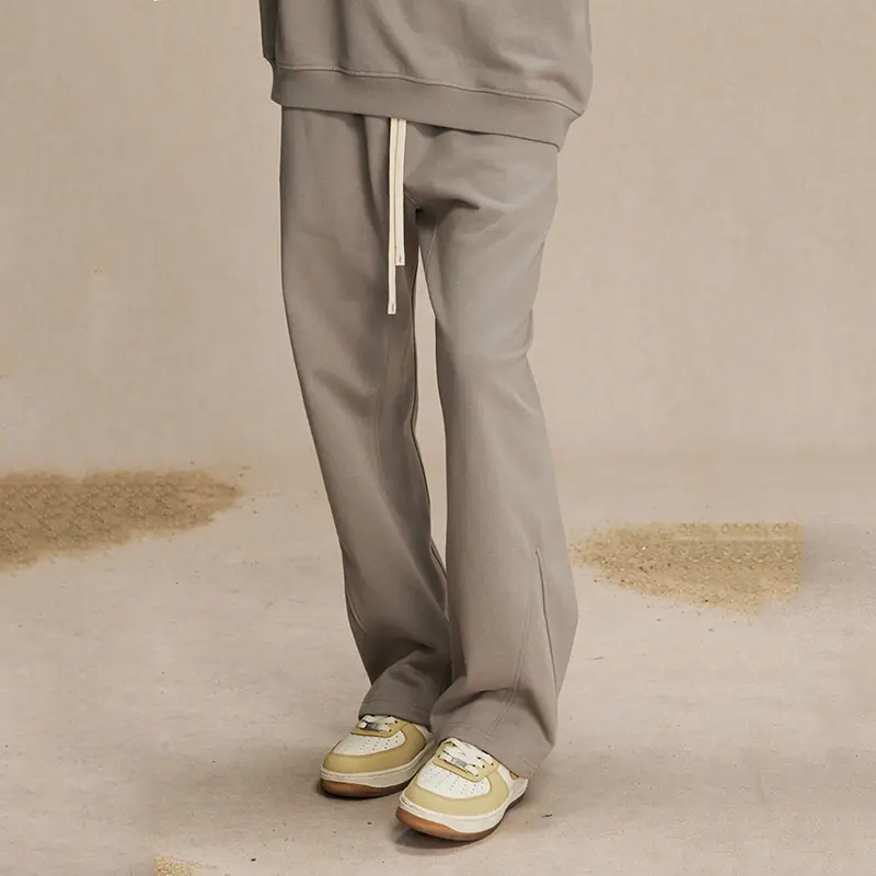 IEFB New Autumn Men Casual Sweatpants Solid Color Darwstring Wide Leg Patchwork Elastic Waist Trendy Male Straight Pants 9W4146