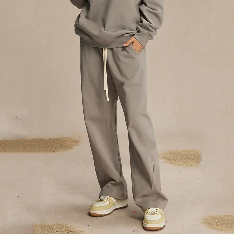 IEFB New Autumn Men Casual Sweatpants Solid Color Darwstring Wide Leg Patchwork Elastic Waist Trendy Male Straight Pants 9W4146