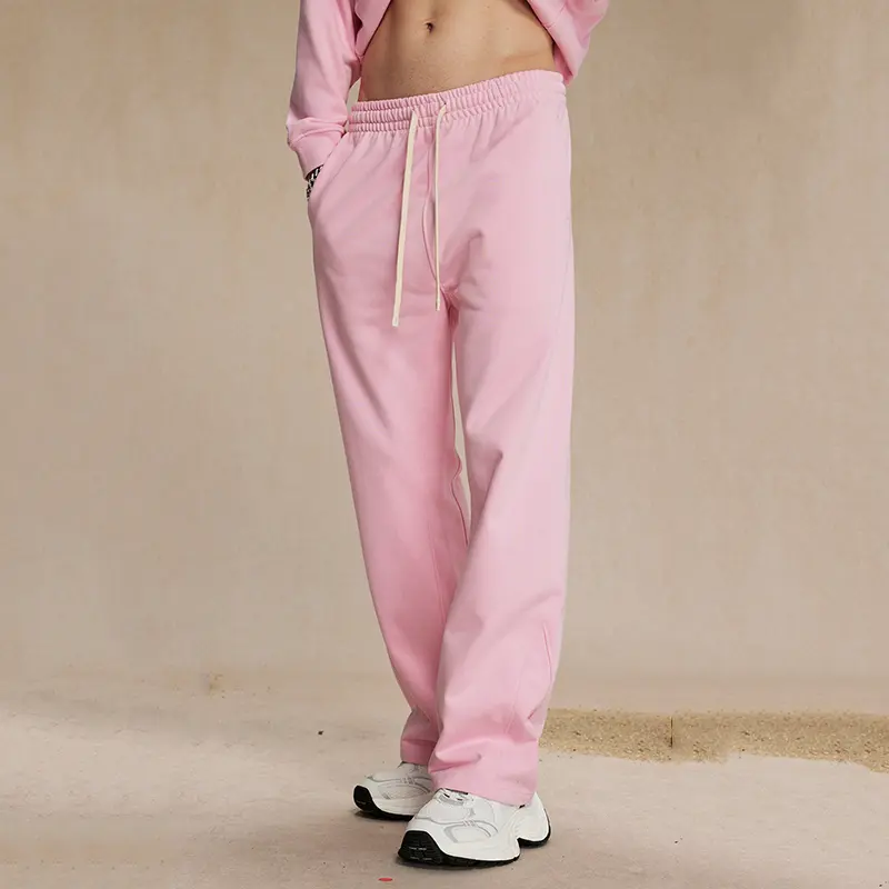 IEFB New Autumn Men Casual Sweatpants Solid Color Darwstring Wide Leg Patchwork Elastic Waist Trendy Male Straight Pants 9W4146