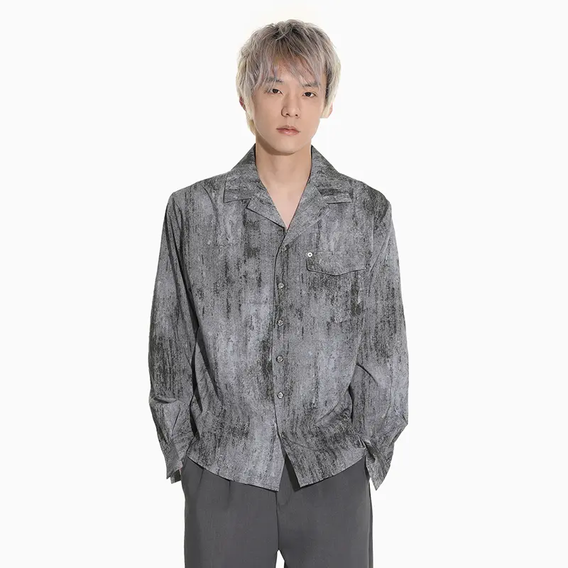 IEFB Niche Design Men's Shirts Lapel Tie Dye Contrast Color Single Breasted Casual Tops Long Sleeved Loose Male Shirt 9W4301