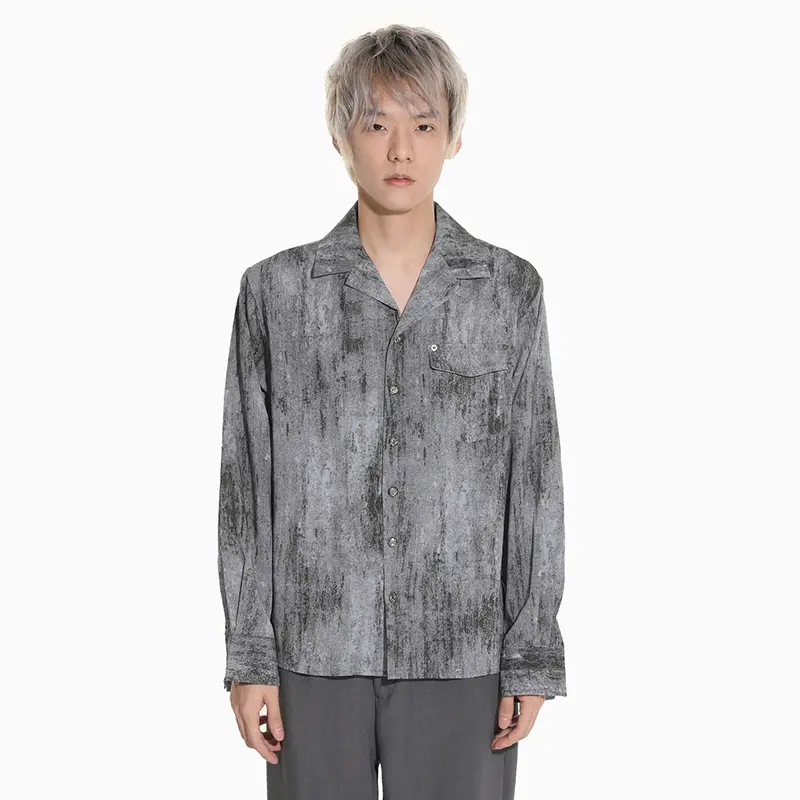 IEFB Niche Design Men's Shirts Lapel Tie Dye Contrast Color Single Breasted Casual Tops Long Sleeved Loose Male Shirt 9W4301