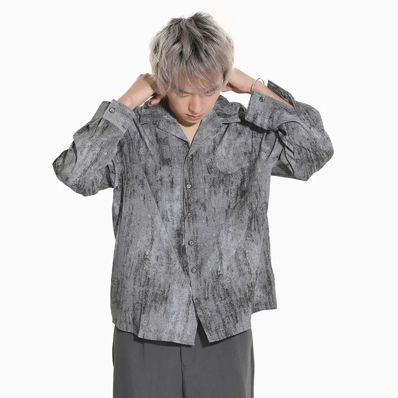 IEFB Niche Design Men's Shirts Lapel Tie Dye Contrast Color Single Breasted Casual Tops Long Sleeved Loose Male Shirt 9W4301