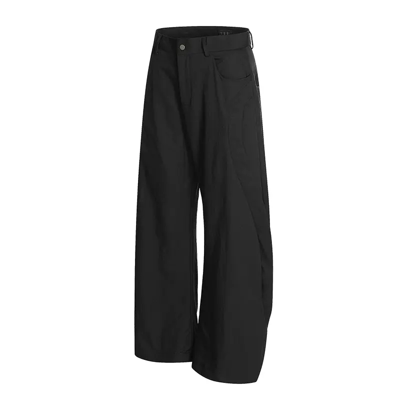 IEFB Water Washing Curved Knife Carg Pants Men's Pleated Design Niche Workwear Wide Leg Loose Trousers Summer New Trend 9W2923