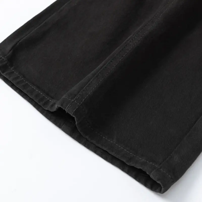 IEFB American Style Men's Cargo Jeans Solid Color Multi-Pocket Pleated Design Button Straight Leg Loose Male Denim Pants 9W3359