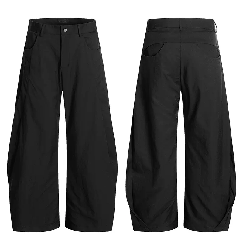 IEFB Water Washing Curved Knife Carg Pants Men's Pleated Design Niche Workwear Wide Leg Loose Trousers Summer New Trend 9W2923