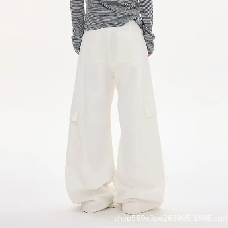 IEFB American Style Deconstructed Curved Knife Cargo Pants Men Loose Wide Leg Baggy Overalls New Trendy Big Pocket 9W4094