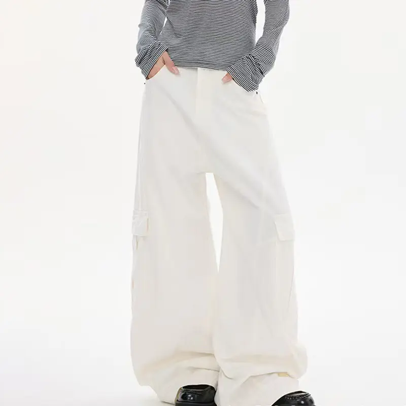IEFB American Style Deconstructed Curved Knife Cargo Pants Men Loose Wide Leg Baggy Overalls New Trendy Big Pocket 9W4094
