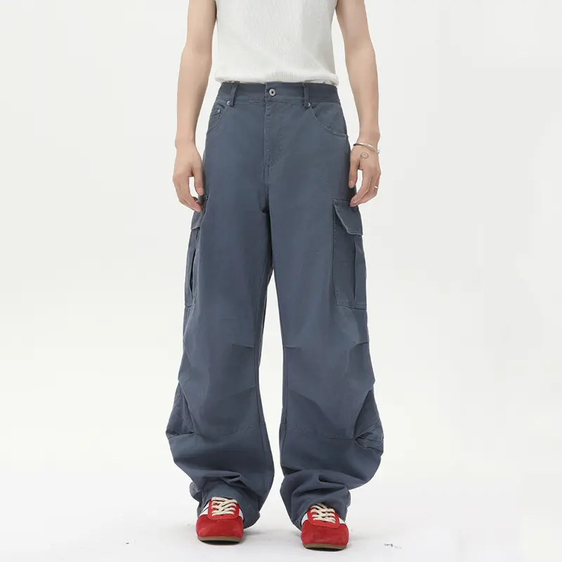 IEFB Pleated Design Men's Two-piece Lapel Sleeveless Single Breasted Tank Tops Straight Wide Leg Casual Male Pants Summer 9W3022