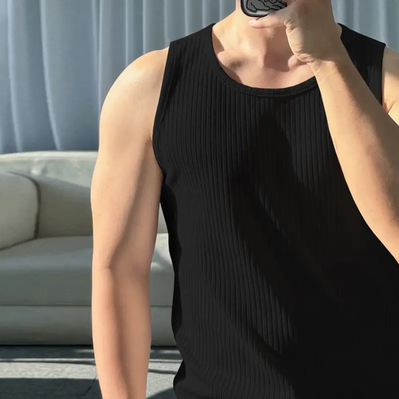 IEFB Simple Men's Tank Tops Round Collar Summer Solid Color Sleeveless T-shirts Casual Korean Style Pullover Male Vests 9W3108