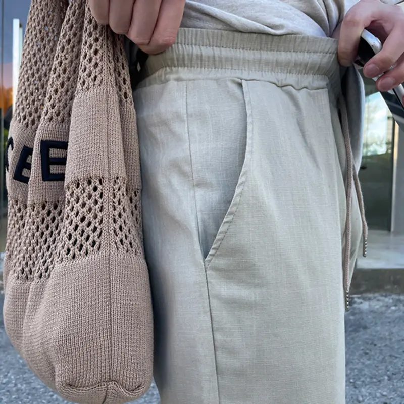 IEFB New Simple Men's Casual Pants Solid Color Drawstring Straight Leg Casual Elastic Waist Cleanfit Male Loose Bottom 9W3116