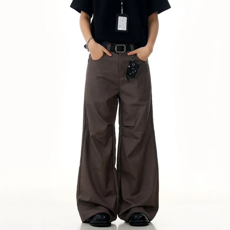 IEFB American Style Men's Suit Pants Casual Three-dimensional Wrinkle Design Solid Color Simple Male Straight Trousers 9W2972