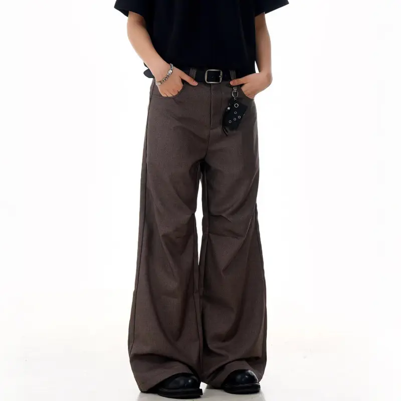 IEFB American Style Men's Suit Pants Casual Three-dimensional Wrinkle Design Solid Color Simple Male Straight Trousers 9W2972