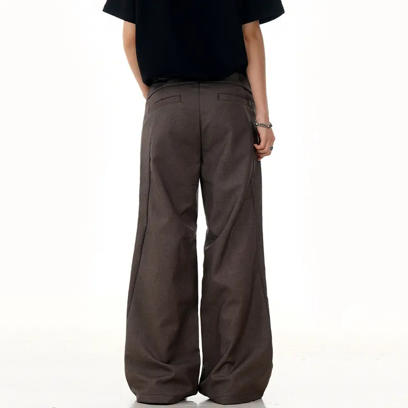 IEFB American Style Men's Suit Pants Casual Three-dimensional Wrinkle Design Solid Color Simple Male Straight Trousers 9W2972