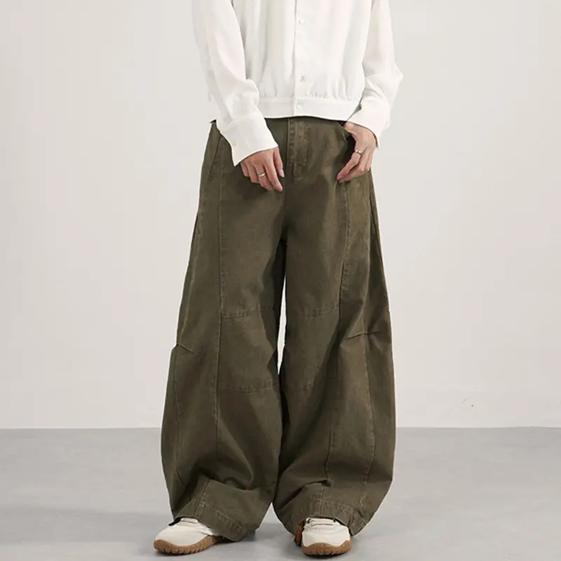 IEFB New Simple Men's Casual Pants Solid Color Deconstruction Curved Knife Trousers American Style Wide Leg Male Bottom 9W4169