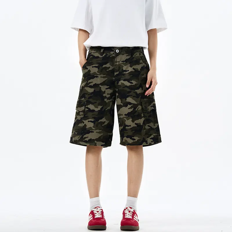 IEFB Summer New Fashion Men's Casual Shorts American Style Elastic Waist Camouflage Printing Knee Length Overalls Men 9W2991