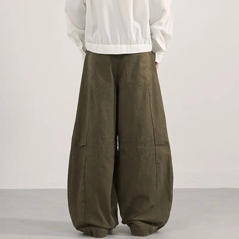 IEFB New Simple Men's Casual Pants Solid Color Deconstruction Curved Knife Trousers American Style Wide Leg Male Bottom 9W4169