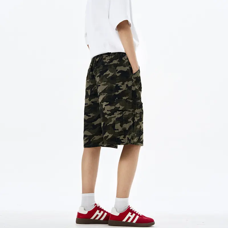 IEFB Summer New Fashion Men's Casual Shorts American Style Elastic Waist Camouflage Printing Knee Length Overalls Men 9W2991