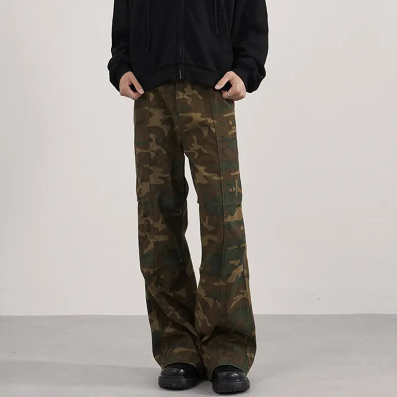 IEFB American Style Men's Casual Pants Washing Casual Camouflage Vintage Straight Trousers Wide Leg Loose Male Bottom New 9W4191