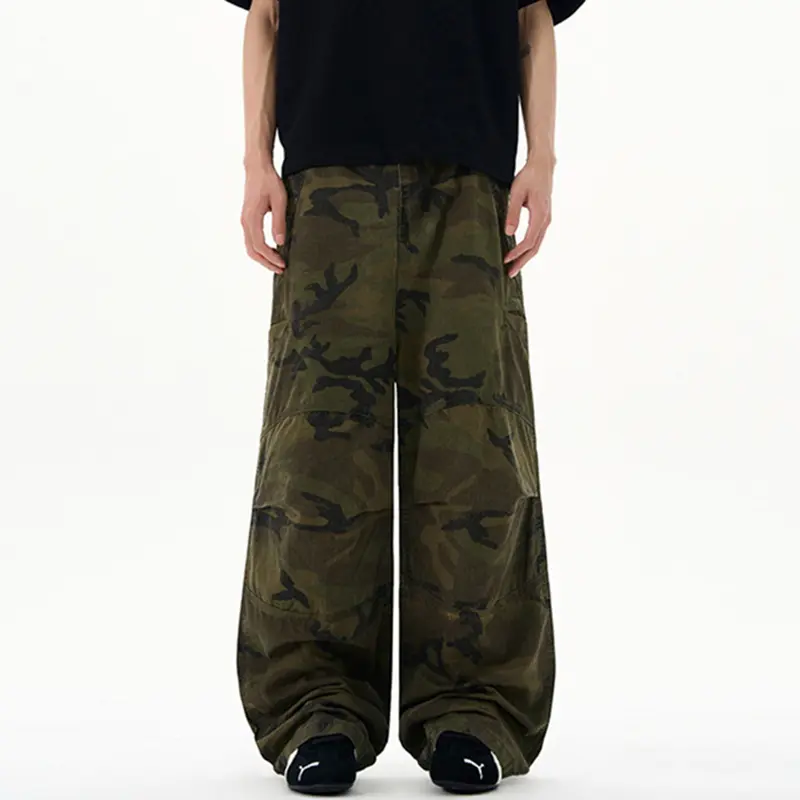 IEFB Men's Clothing Vintage Camouflage Plaid Cargo Pants American Style Outdoor Washed New Trendy Loose Fit Versatile 9W3589
