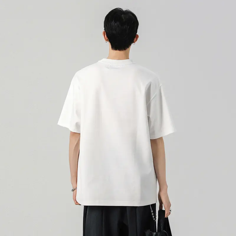 IEFB New Summer Men's T-shirts O-neck Line Design Casual Contrast Color Short Sleeved Deconstruction Loose Male Tees Chic 9W2878