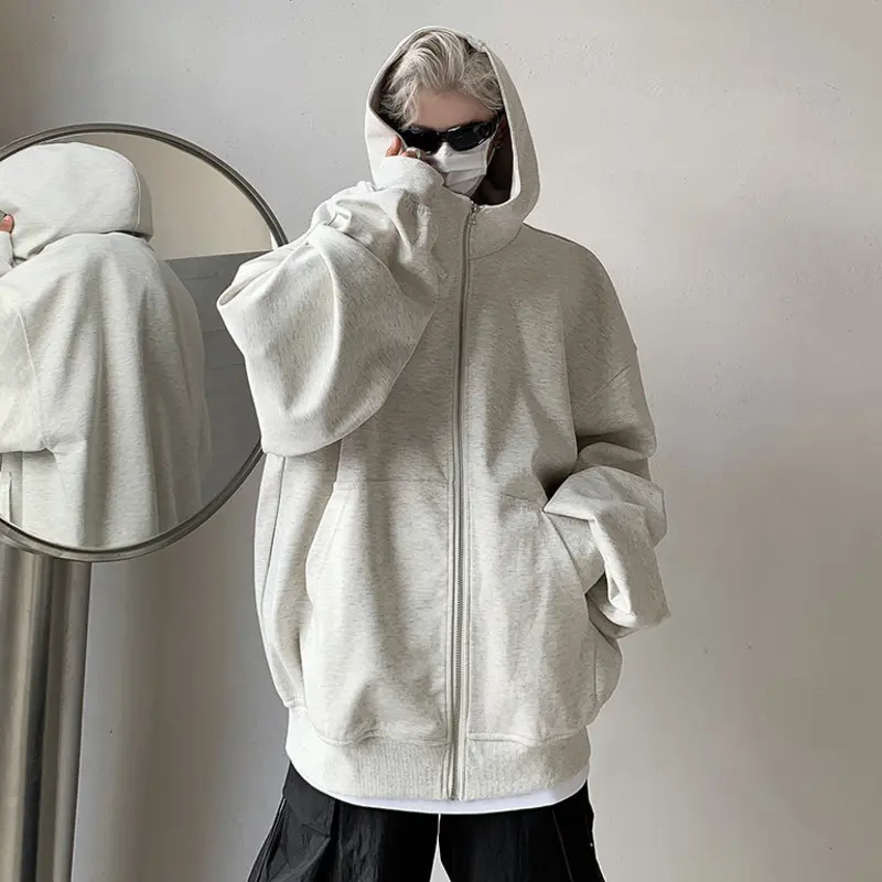 IEFB Niche Design Men's Sweatshirts Hooded Double Zippers Decoration Lager Pockets Solid Color Loose Male Hoodies Tremdy 9W4079