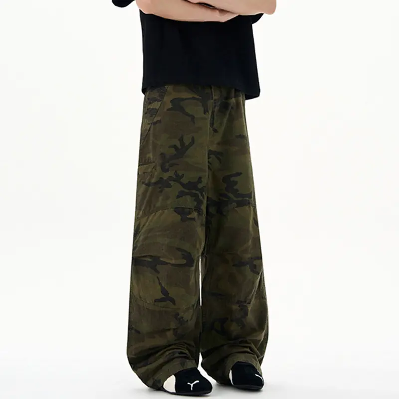 IEFB Men's Clothing Vintage Camouflage Plaid Cargo Pants American Style Outdoor Washed New Trendy Loose Fit Versatile 9W3589