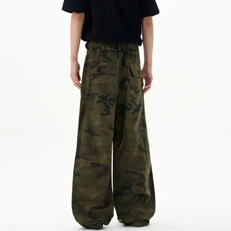 IEFB Men's Clothing Vintage Camouflage Plaid Cargo Pants American Style Outdoor Washed New Trendy Loose Fit Versatile 9W3589