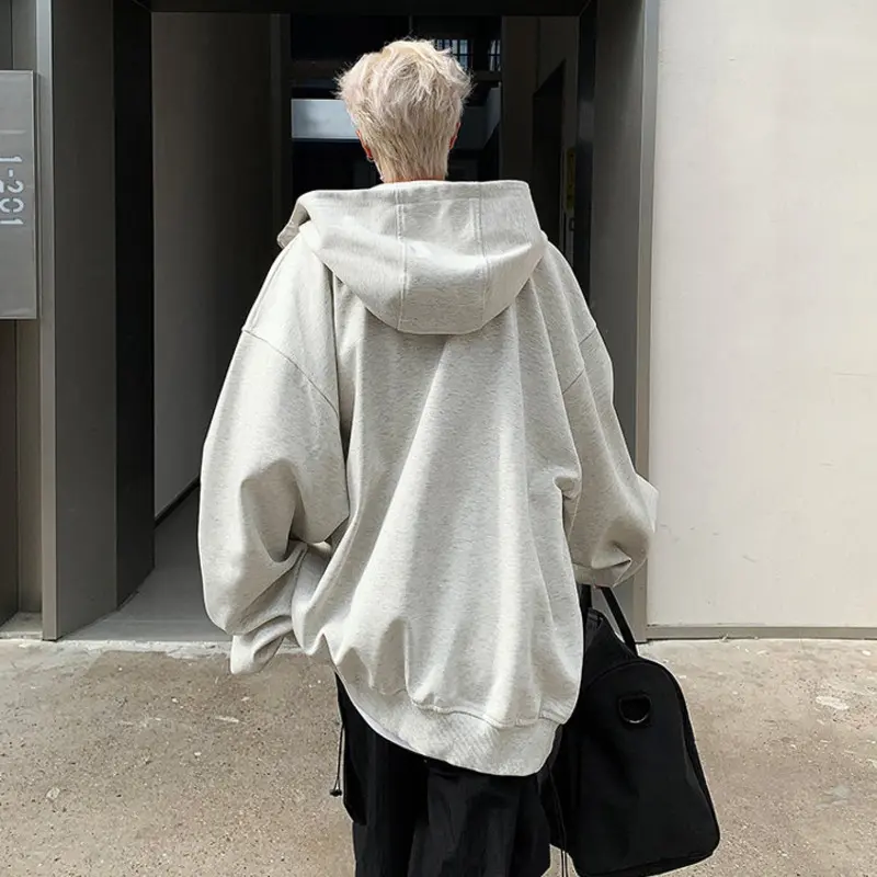 IEFB Niche Design Men's Sweatshirts Hooded Double Zippers Decoration Lager Pockets Solid Color Loose Male Hoodies Tremdy 9W4079