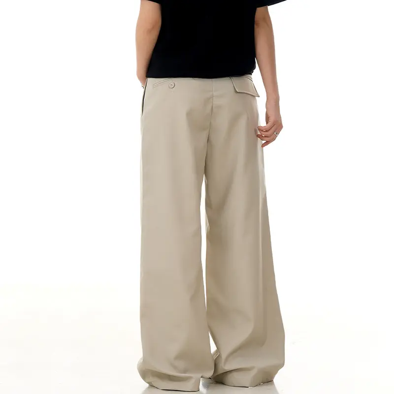 IEFB American Style Men's Suit Pants Solid Color Pleated Design Casual Wide-leg New All-match Loose Straight Male Bottom 9W3243