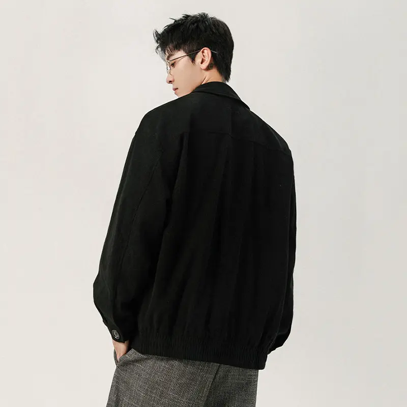 IEFB American Style Men's Jackets Corduroy Lapel Solid Color Casual Zipper Streetwear Loose Male Coats Autumn Menswear 9W4107