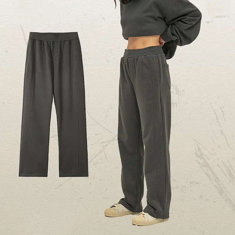 IEFB New Simple Men's Sweatpants Solid Color Patchwork Wide Leg Trousers Elastic Waist Loose Straight Male Bottom Trendy 9W4136