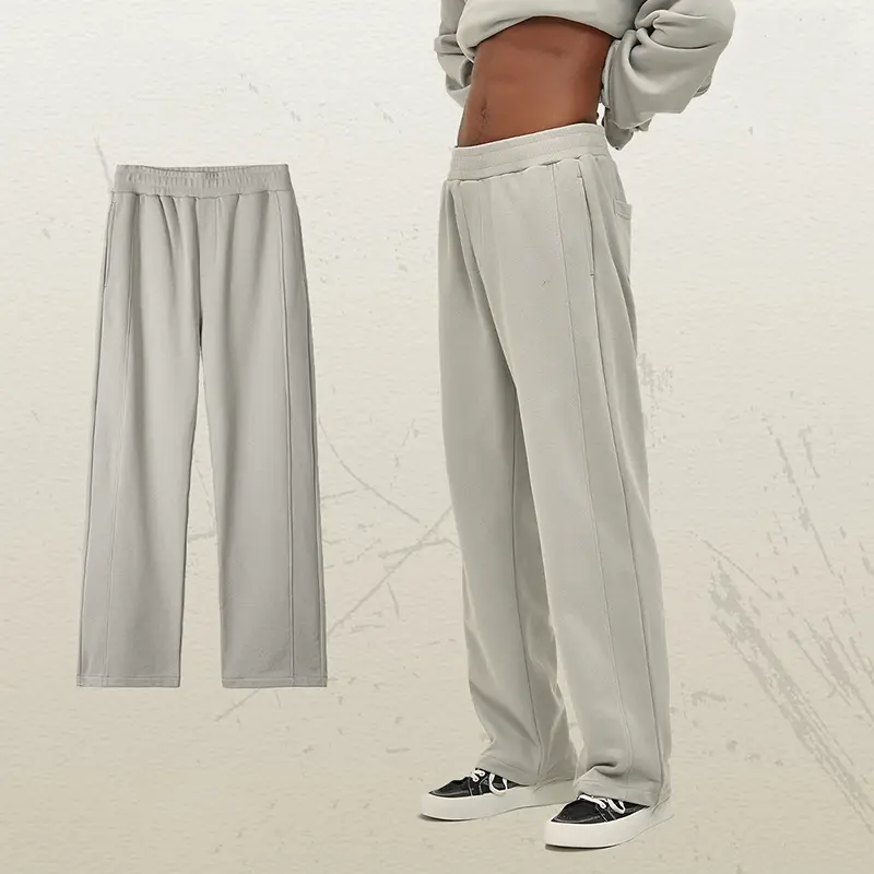 IEFB New Simple Men's Sweatpants Solid Color Patchwork Wide Leg Trousers Elastic Waist Loose Straight Male Bottom Trendy 9W4136