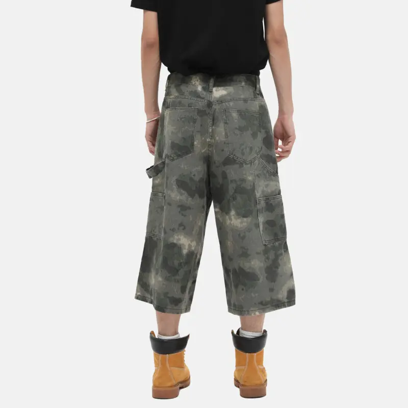 IEFB Niche Design Men's Trousers Denim Tie Dye Camouflage Casual Patchwork Summer Trendy Wide Leg Loose Male Jeans Chic 9W3617