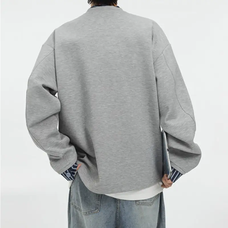 IEFB Korean Style Men's Sweatshirts Stand Collar Fake Two Pieces Striped Contrast Color Loose Single Breasted Male Coats 9W4081