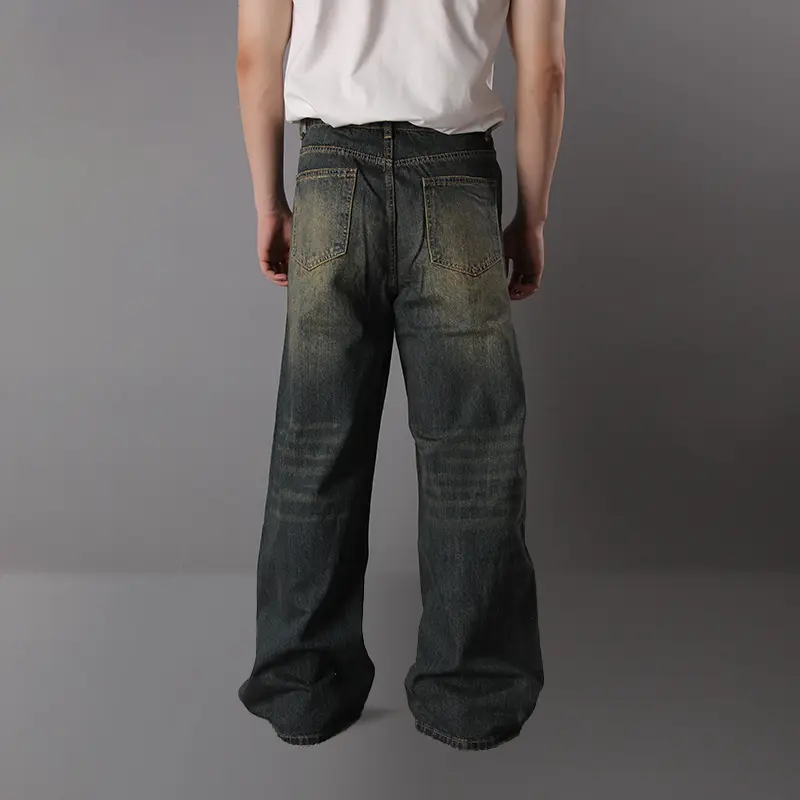 IEFB Men's Jeans Baggy Water Washed Distressed Straight Male Deinm Pants Summer Autumn New Trendy Bottoms Fashion 9C354 9C1519