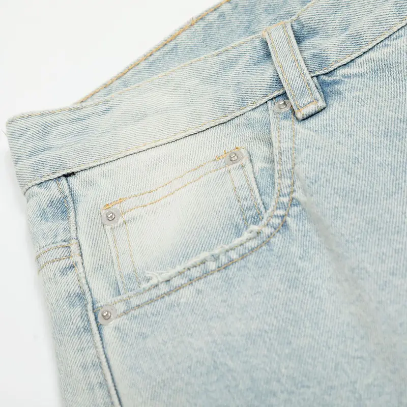 IEFB High Street Men's Jeans American Vintage Curved Knife Jeans Worn Out Washed Loose Wide Leg Denim Boot-cut Trousers 9W2924