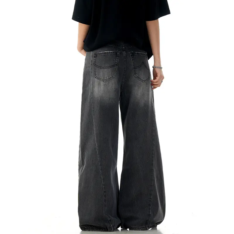 IEFB KN American high street pants with frayed hems, jeans, men's and women's cleanfit trendy brand versatile loose wide leg