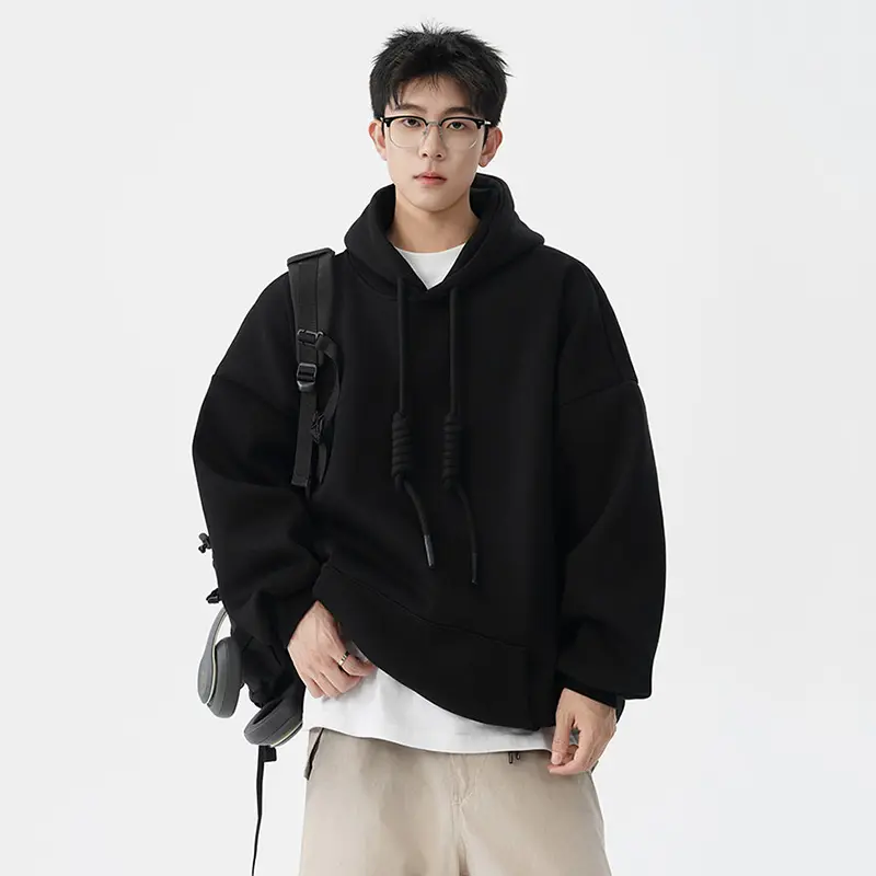 IEFB New Fashion Men Sweatshirts Solid Color Hooded Lager Pocket Design Korean Style Drawstring Loose Male Hoodies Autumn 9W4281