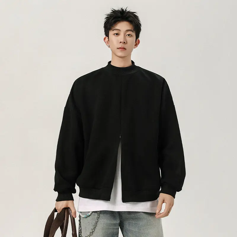 IEFB Korean Style Men's Sweatshirts Solid Color Casual Round Collar Mendwear Loose Pullover Male Vintage Male Tops Autumn 9W4221