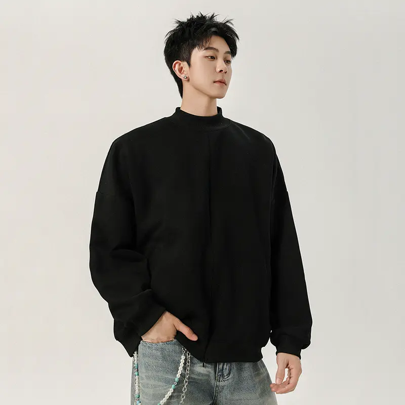 IEFB Korean Style Men's Sweatshirts Solid Color Casual Round Collar Mendwear Loose Pullover Male Vintage Male Tops Autumn 9W4221