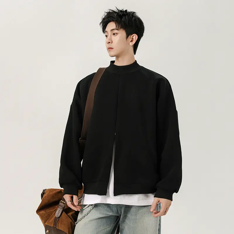 IEFB Korean Style Men's Sweatshirts Solid Color Casual Round Collar Mendwear Loose Pullover Male Vintage Male Tops Autumn 9W4221
