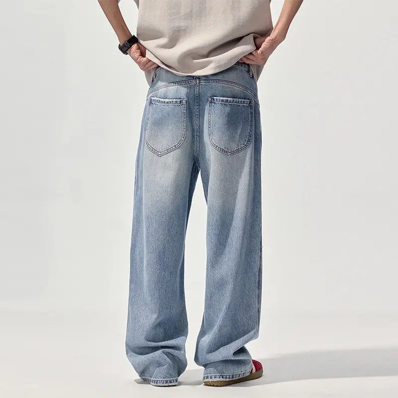 IEFB Summer Autumn New Fashion Denim Pants Loose Men's Straight Jeans American High Street Trendy Wide Leg Floor Length 9W3927
