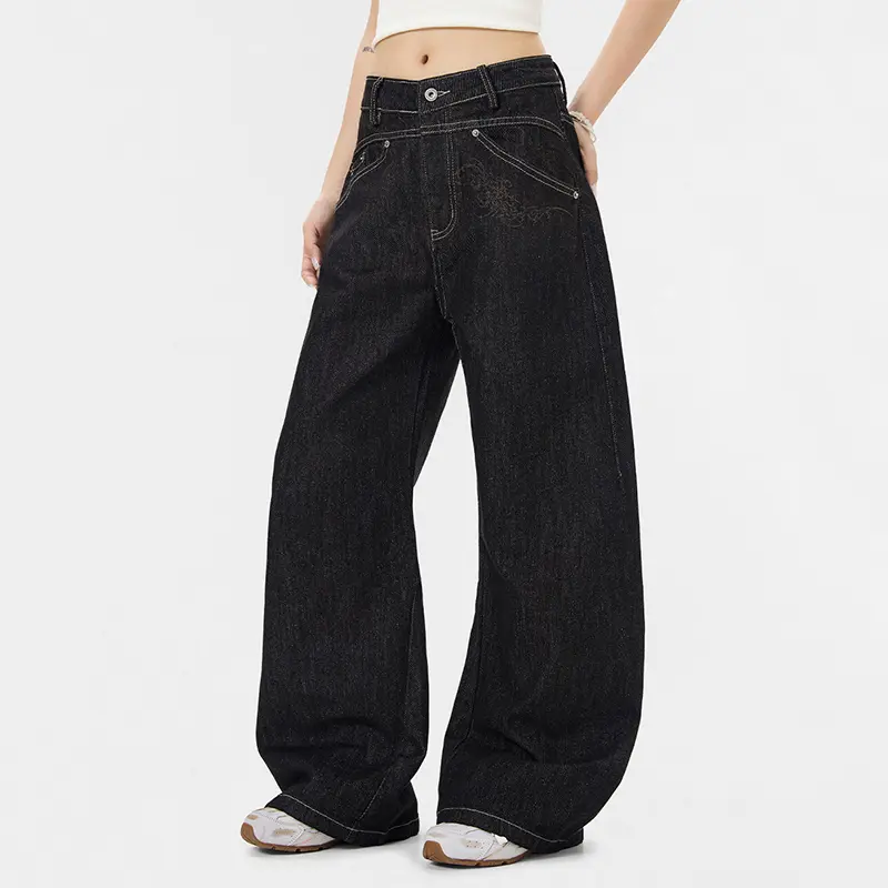 IEFB American Style Men's Curved-knife Jeans Summer New Trendy Baggy Wide Leg Casual Floor Length Denim Pants Vintage 9W3728