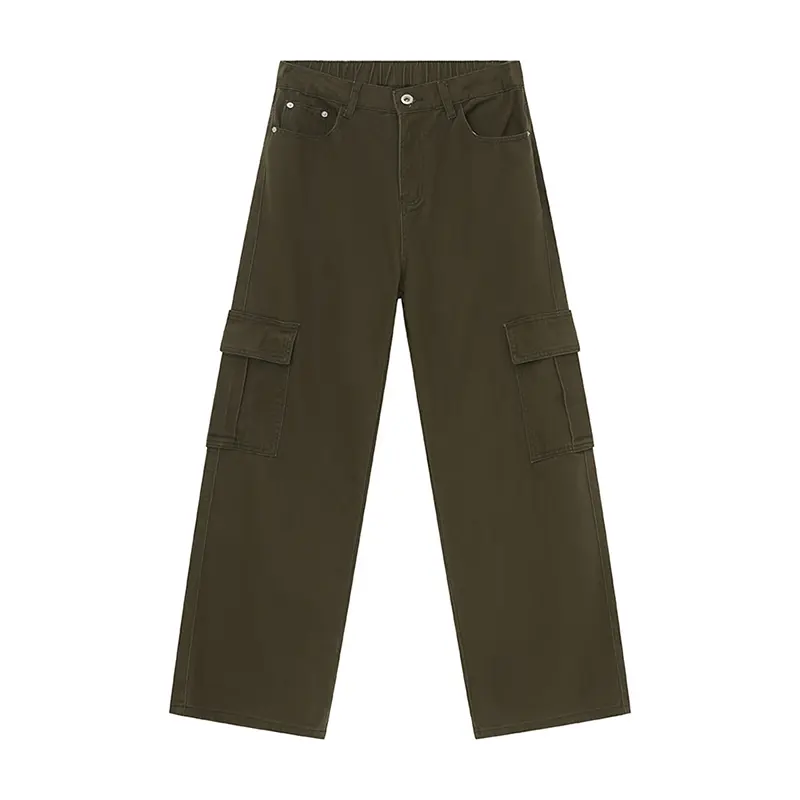 IEFB Summer New Trendy Men's Cargo Jeans Vintage American Large Pocket Design Back Waist Elasticated Denim Pants Male 9C6515